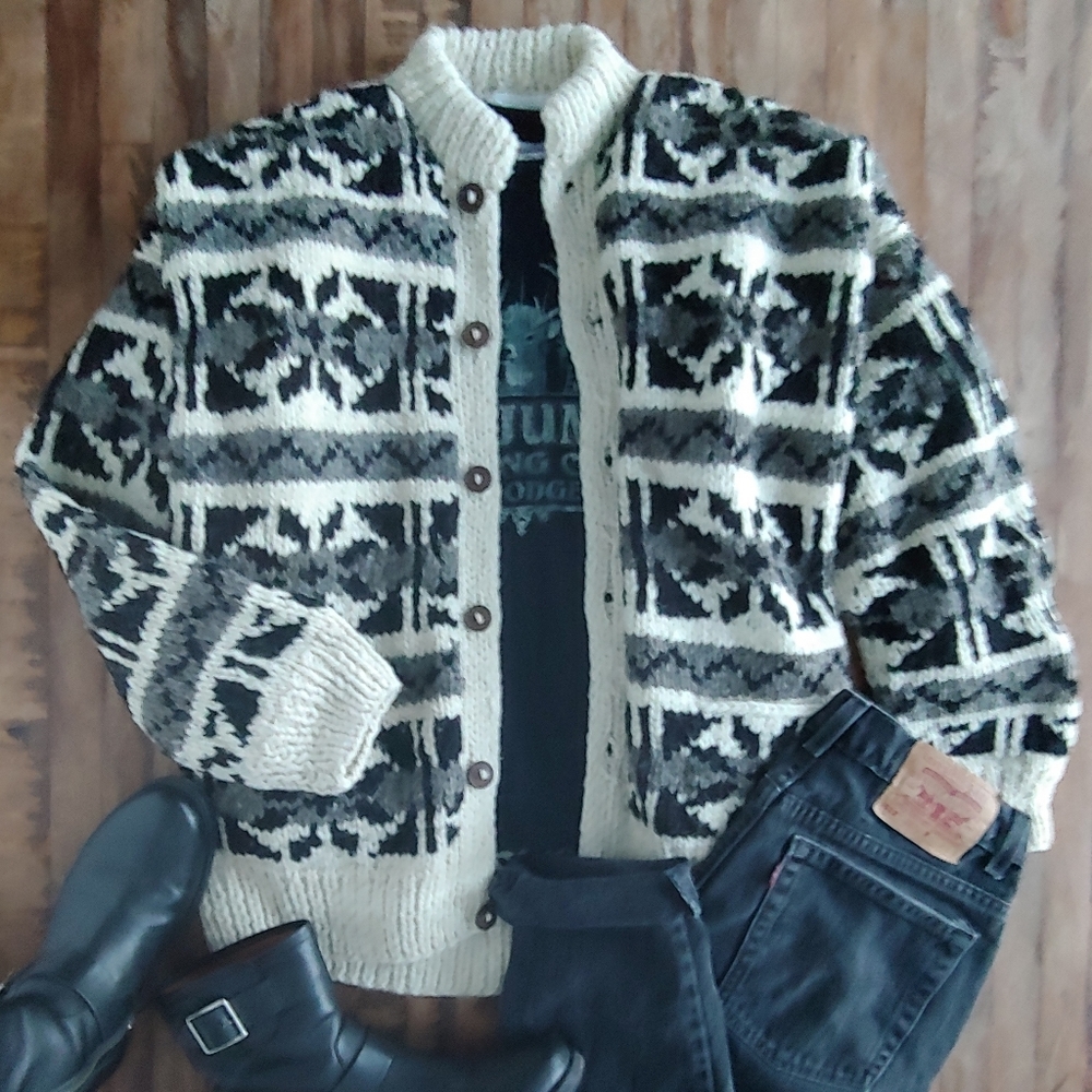 Otavalo 100% Wool Handmade Cardigan Size L